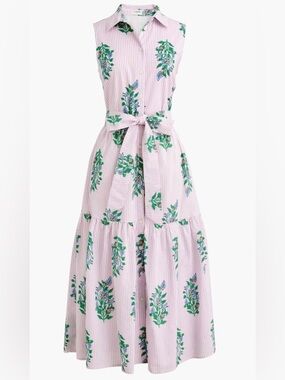 J. Crew Midi Striped Sleeveless Dress with Floral Print